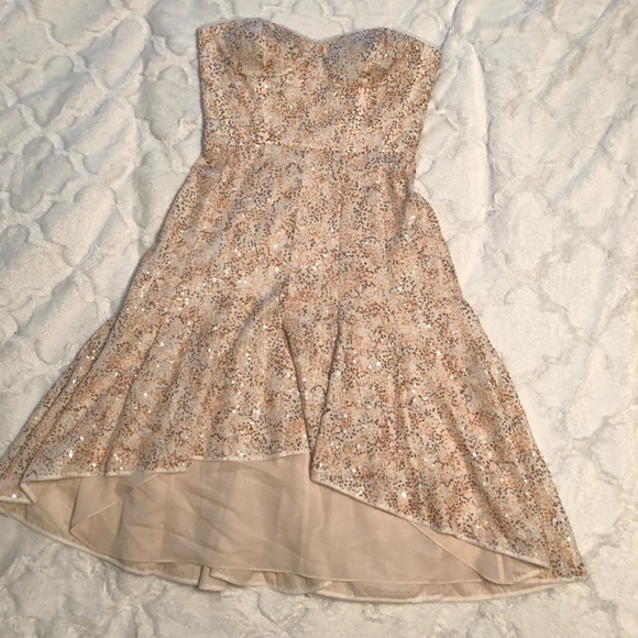 BCBG Bryleigh Strapless Sequined and Lace Dress - Picture 3 of 6